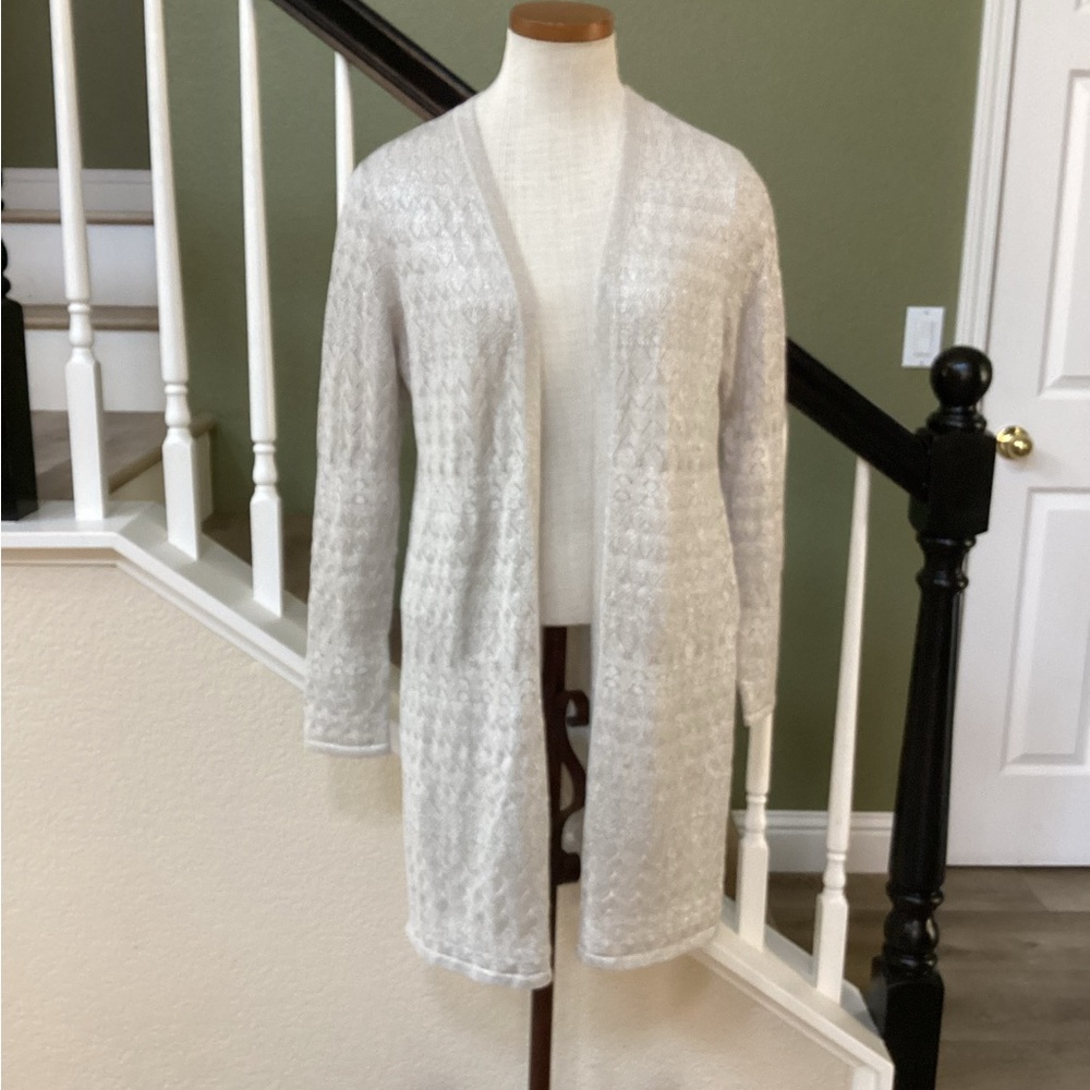 White House Black Market Women's Gray Cardigan Sweater